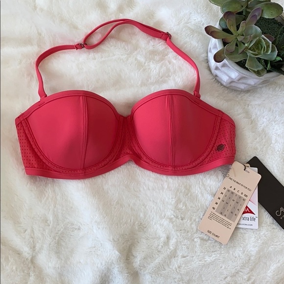 Calia Carrie Underwood Bandeau Swim top rouge red - Picture 2 of 11